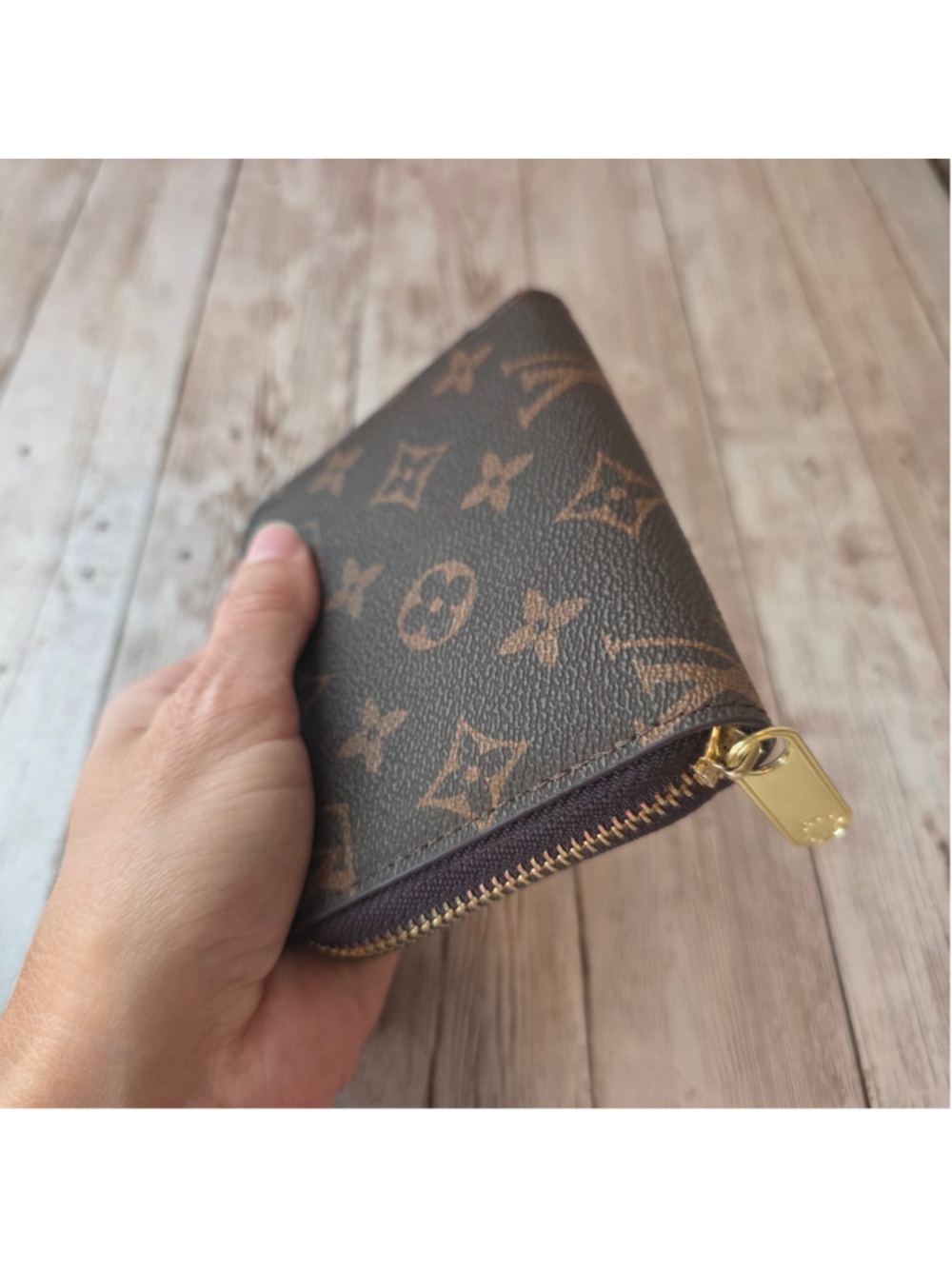 Women's Small Zip Wallet, , Brown/Gold